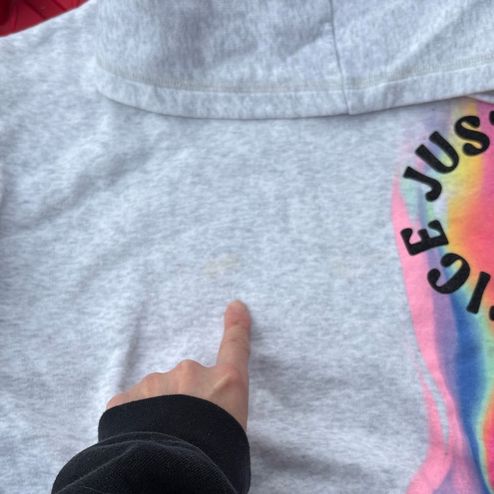 Bundle!! Justice Gray Hoodie with Rainbow Graphic w/ 2 Layering Tanks! - Picture 2 of 9